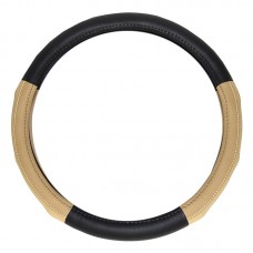 ΚΑΛΥΜΜΑ ΤΙΜΟΝΙΟΥ ΔΕΡΜΑ ΔΙΧΡΩΜΟ 38cm - ΜΑΥΡΟ/ΜΠΕΖ